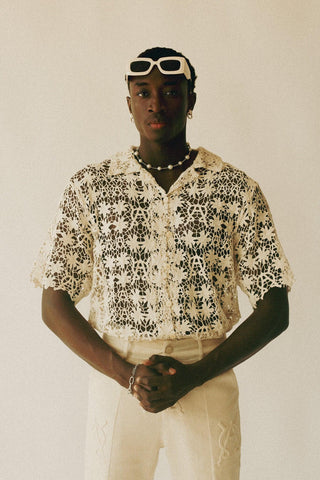 Logo monogram 3D crochet shirt
