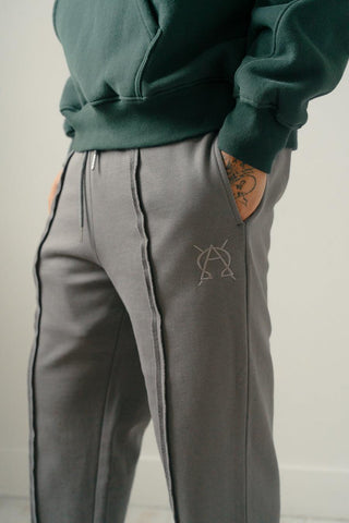 Triple grey split hem pants