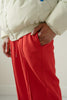 Triple red split hem pants