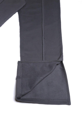 Triple grey split hem pants