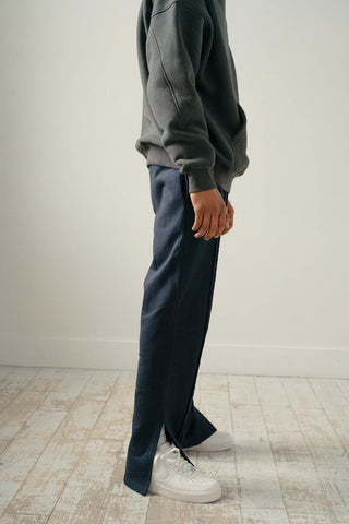 Triple navy blue split hem pants - Faveloworldwide