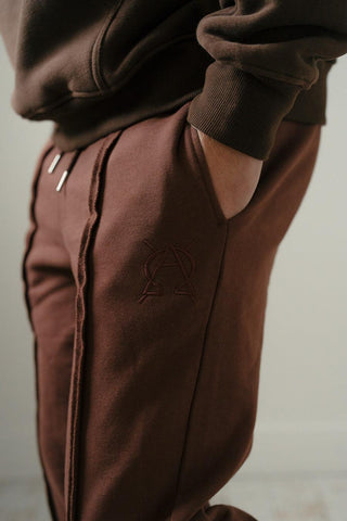 Triple cinnamon brown split hem pants