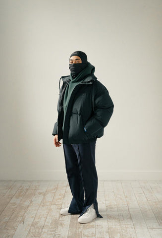 Dark forest green puff jacket