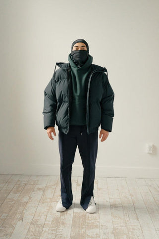 Dark forest green puff jacket