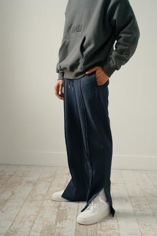 Triple navy blue split hem pants - Faveloworldwide